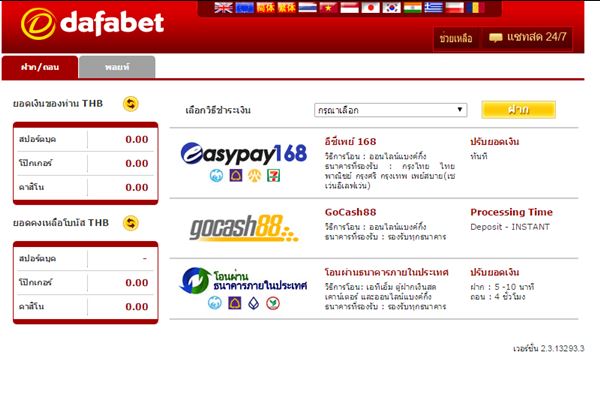 การฝากเงินกับ Dafabet 